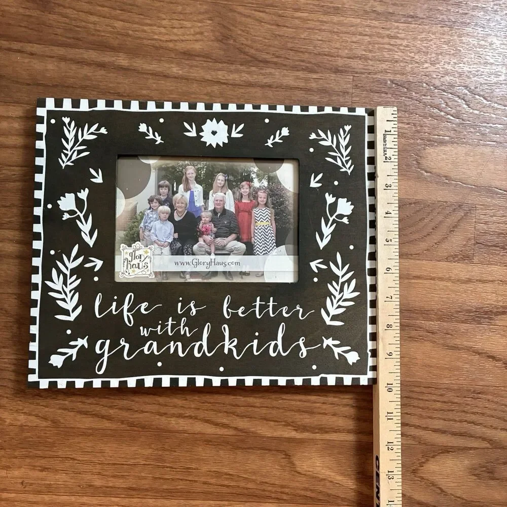 Glory Haus Wood Picture Frame With LIFE IS BETTER WITH GRANDKIDS. 10”x12”. Brown
